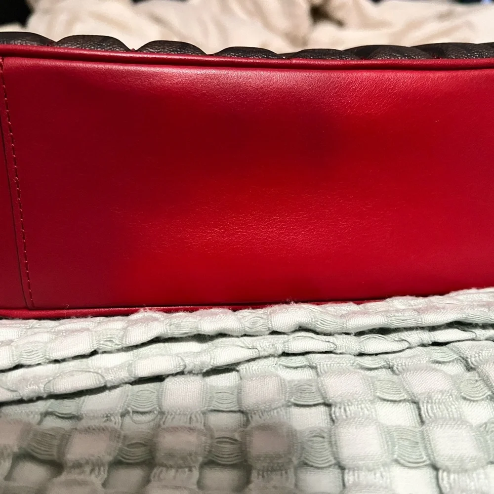 NWOT Coach Jes Red and Brown Signature Crossbody Bag - Picture 7 of 9